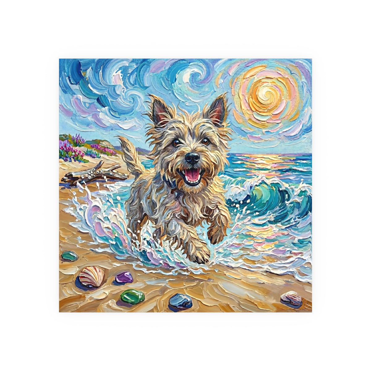 "Beach Day - Cairn Terrier" Wall Art Paper Print