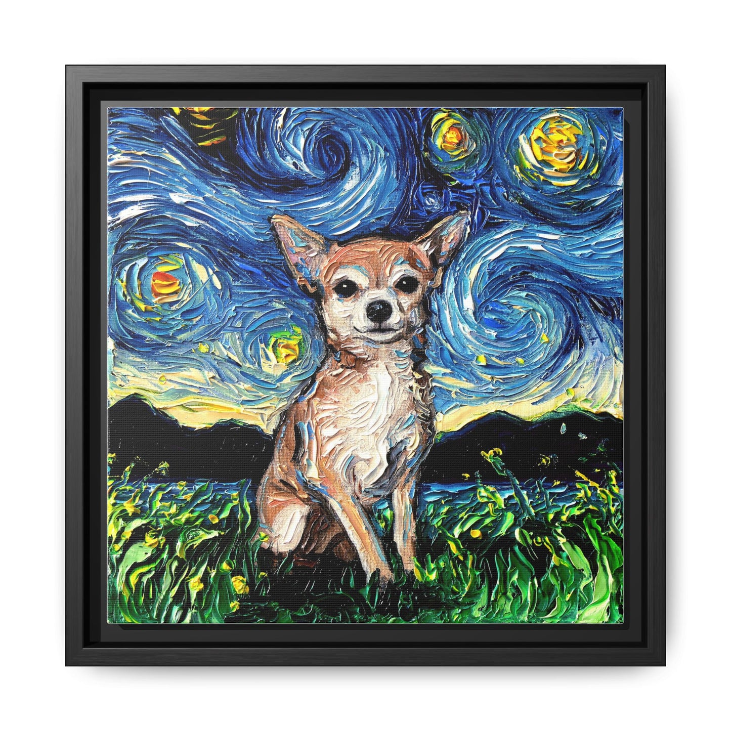 "Chihuahua Night" Framed Canvas Wall Art