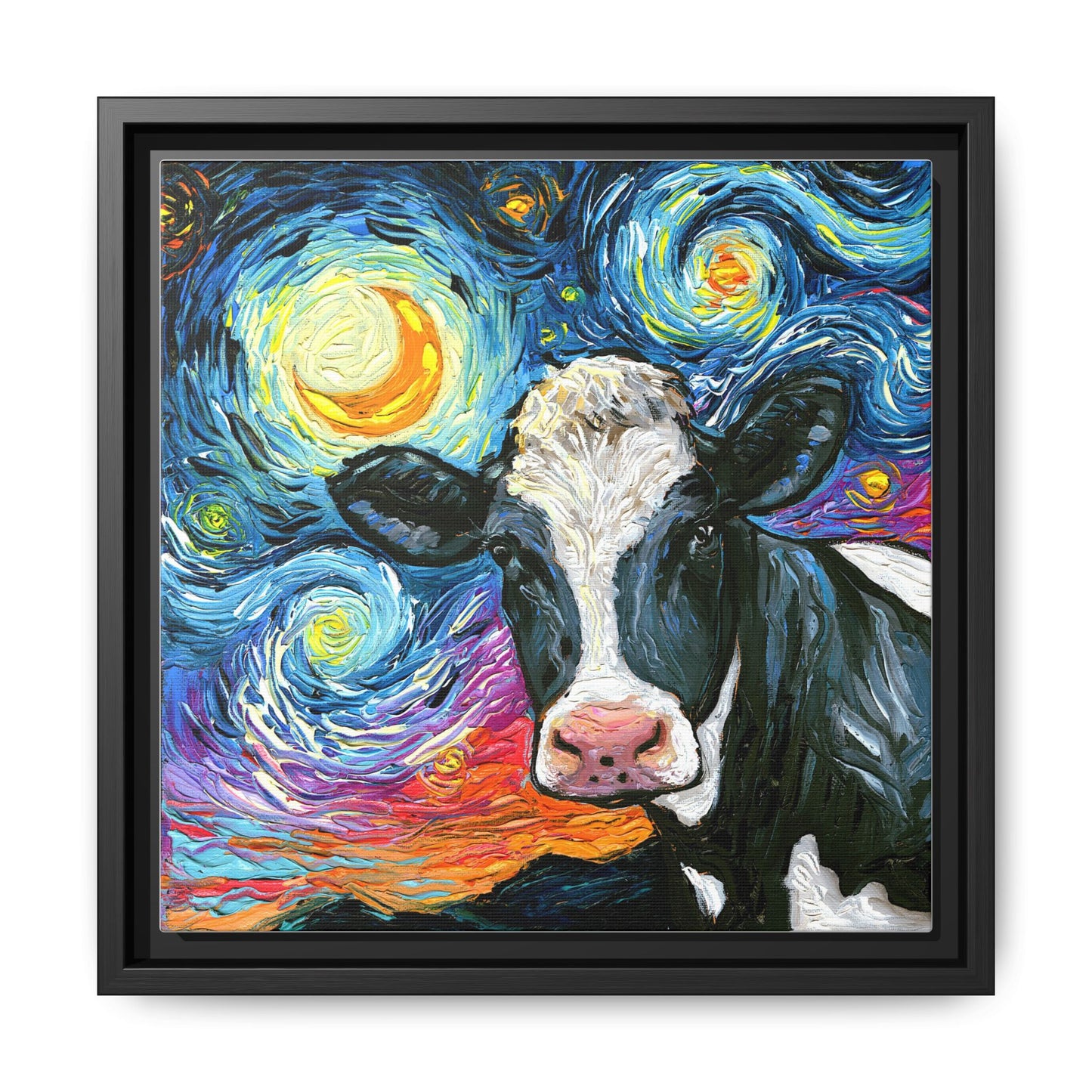 "Holstein Night" Framed Canvas Wall Art