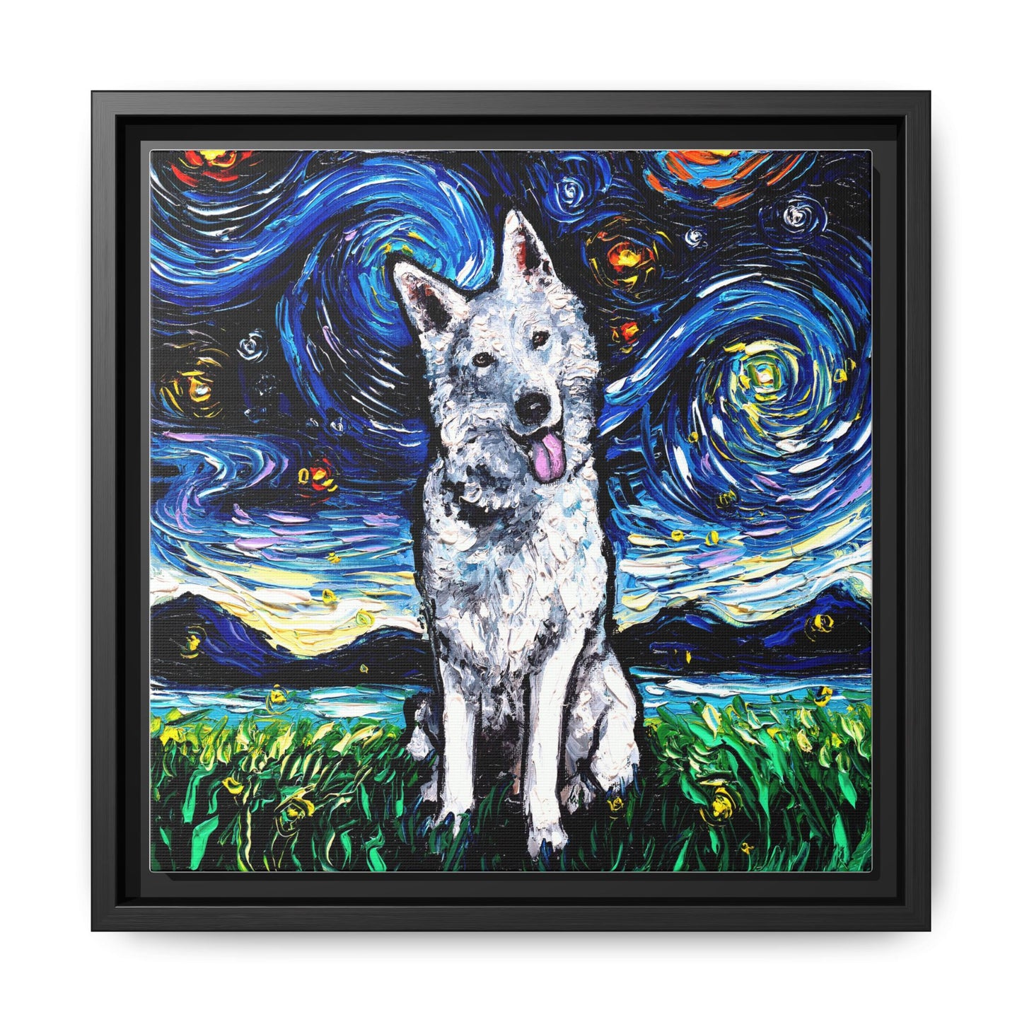 "Swiss Shepherd Night" Framed Canvas Wall Art