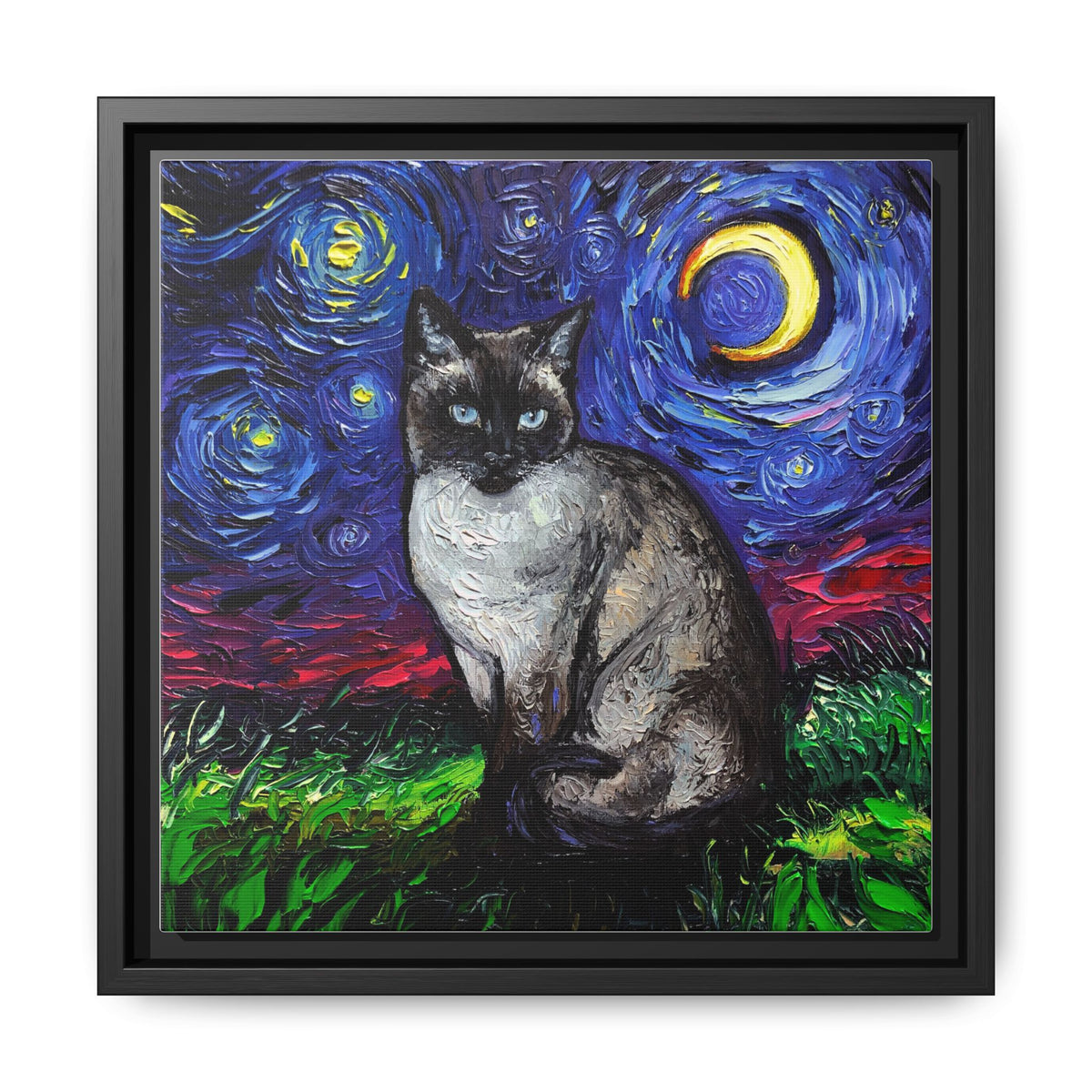 "Siamese Night" Framed Canvas Wall Art