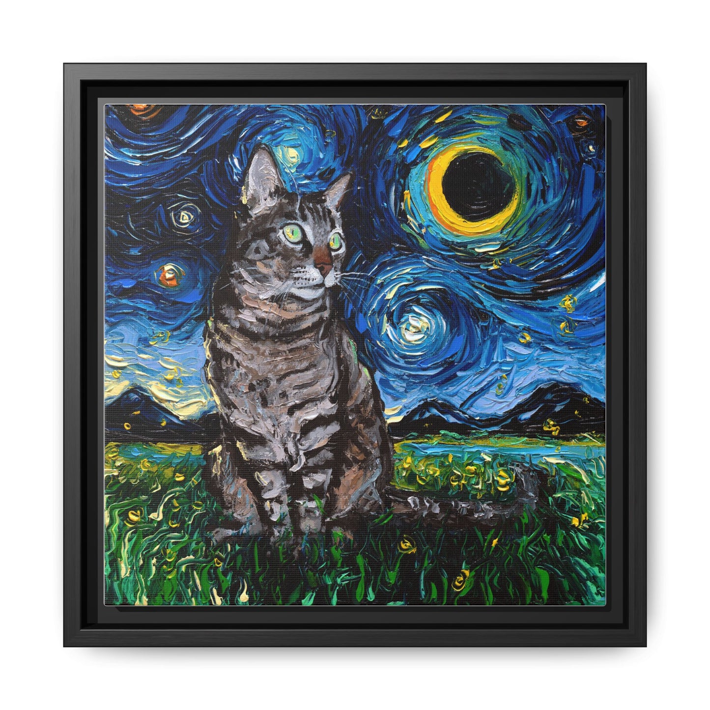 "Tabby Night" Framed Canvas Wall Art