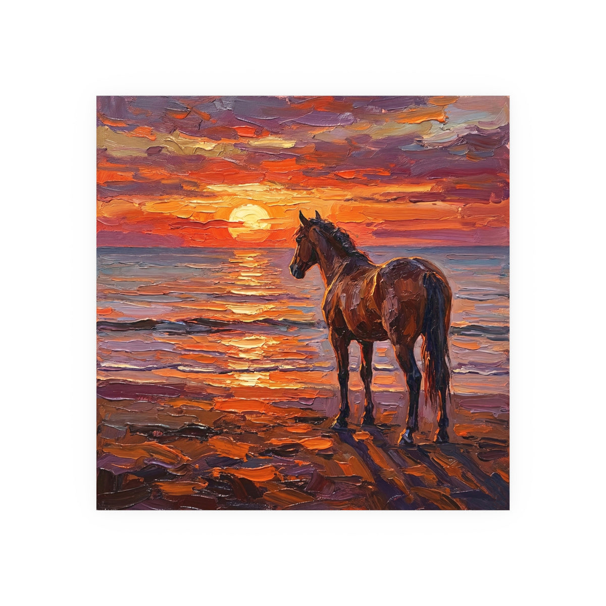 "Beach Sunset - Chocolate Mare" Wall Art Paper Print