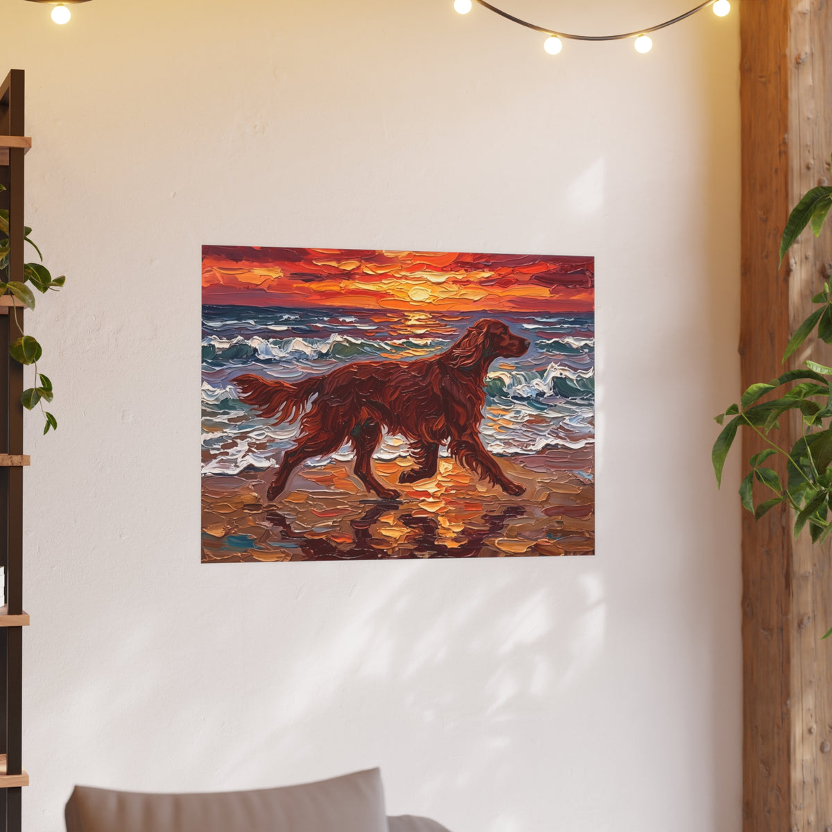 "Beach Day - Irish Setter" Wall Art Paper Print