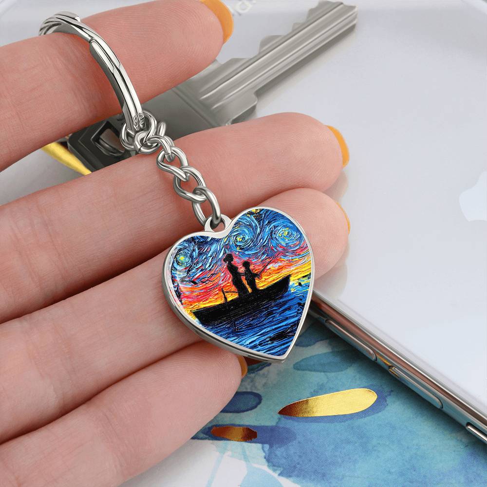Fishing Trip with Mom Heart Keychain