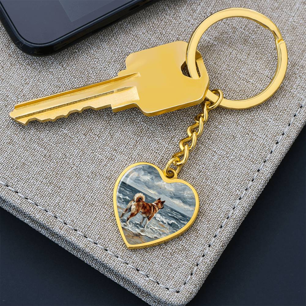 Beach Day - Akita Heart Keychain