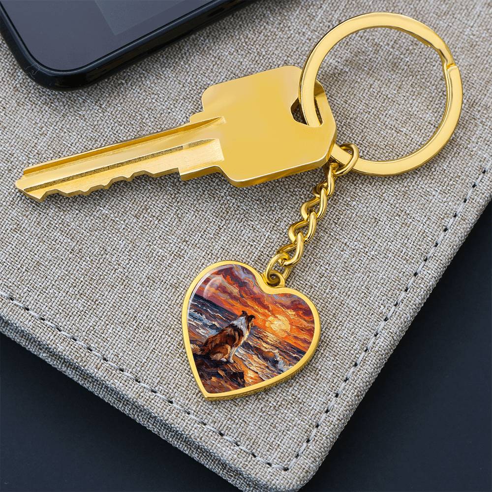 Beach Day - Collie Heart Keychain