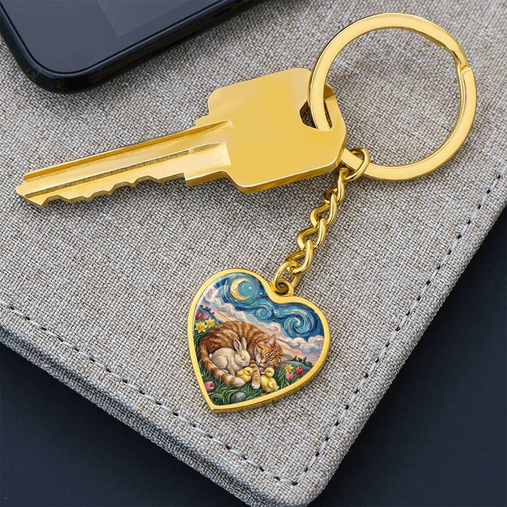 Easter Night Heart Keychain