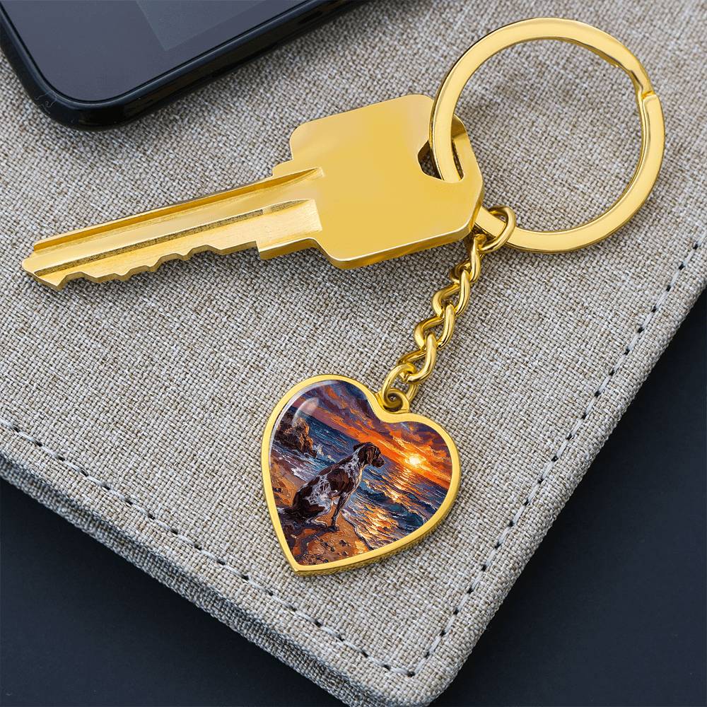 Beach Day - German Pointer Heart Keychain