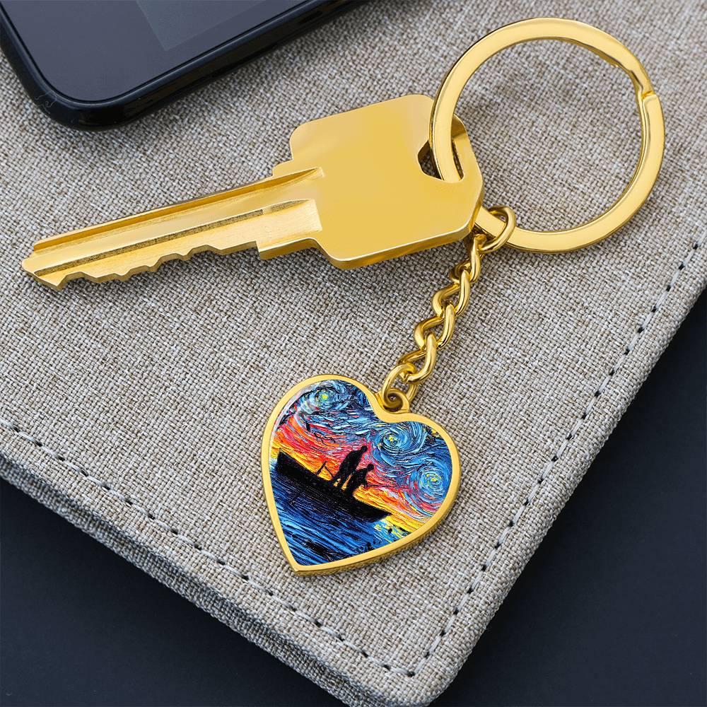 The Fishing Trip Starry Night Heart Keychain