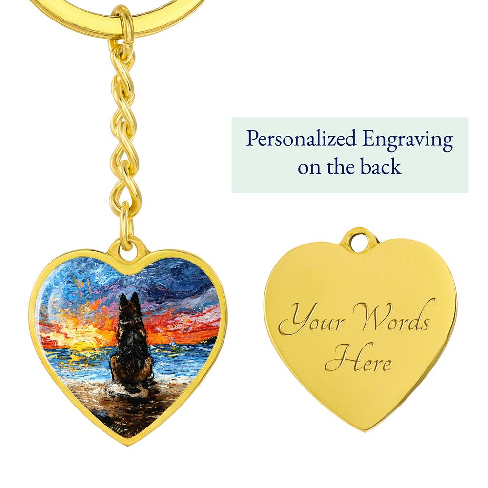 Beach Days - German Shepherd Heart Keychain