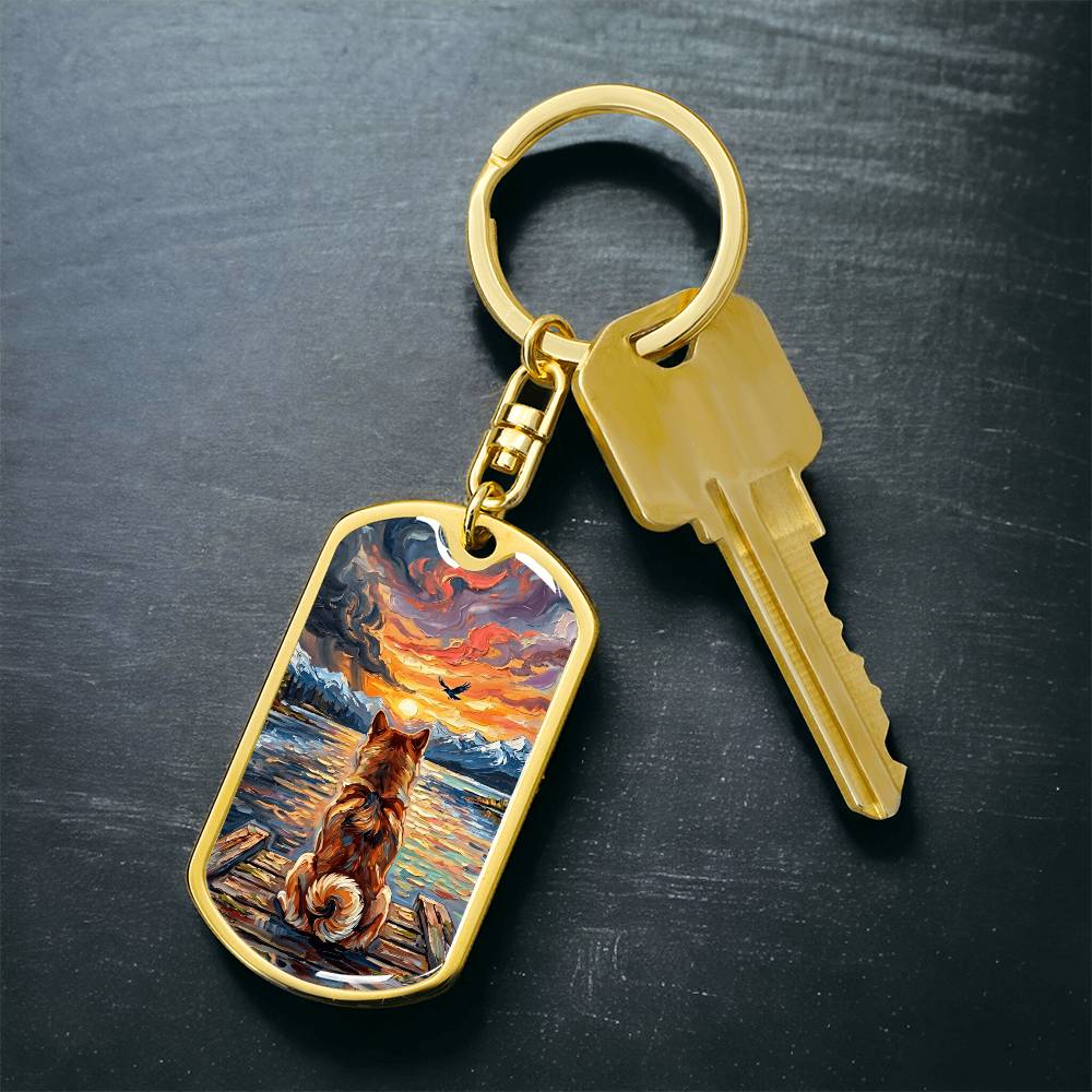 On The Dock - Shiba Inu Dog Tag Keychain