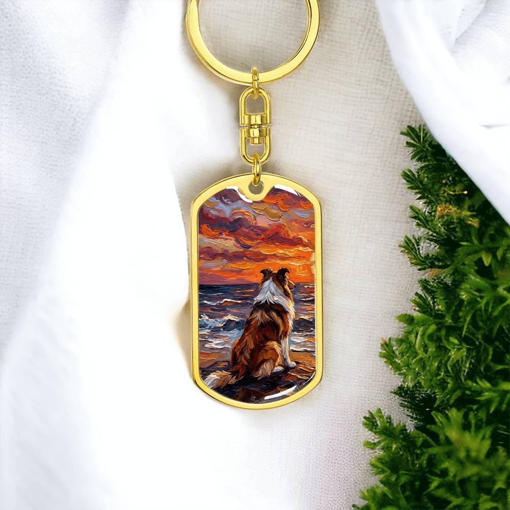 Beach Nights - Collie Dog Tag Keychain