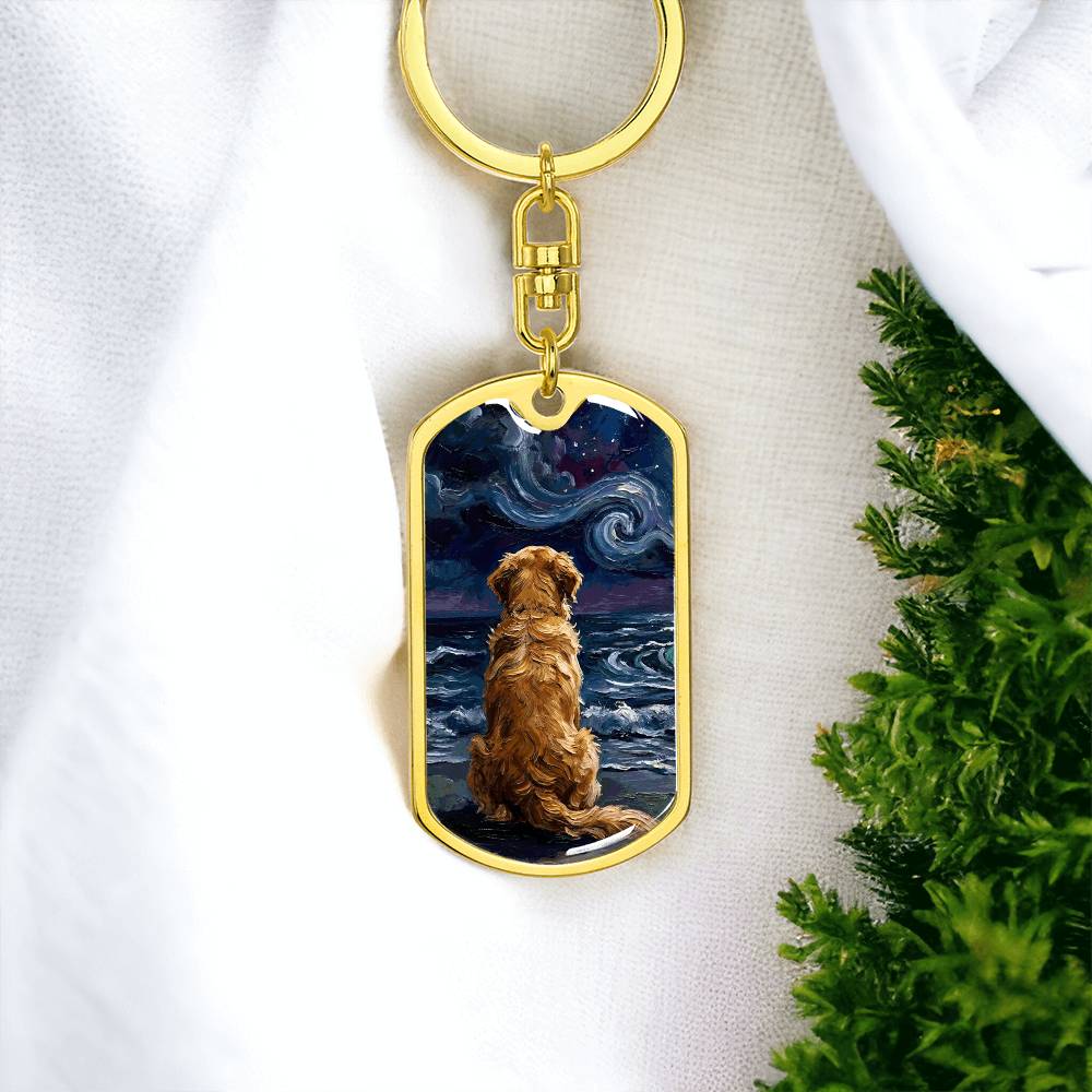 Beach Nights - Golden Retriever Dog Tag Keychain