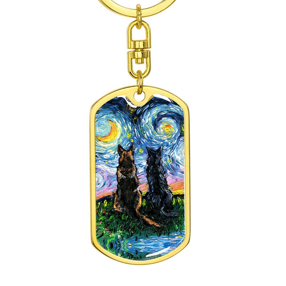 Soulmates Starry Night Dog Tag Keychain