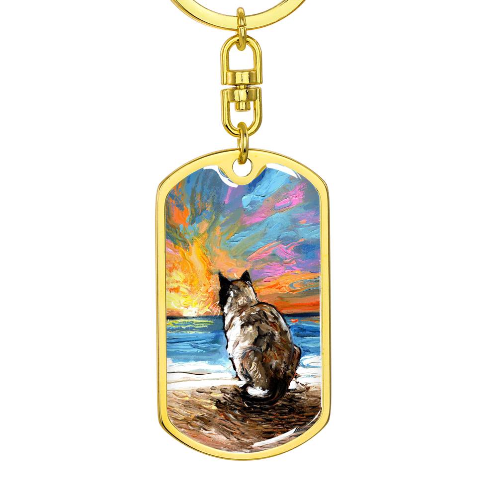 Beach Days - Snowshoe Cat Dog Tag Keychain