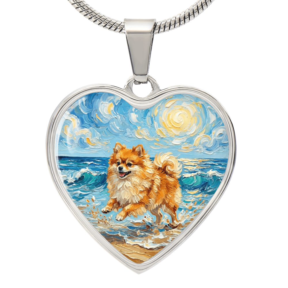 Beach Day - Pomeranian Heart Necklace