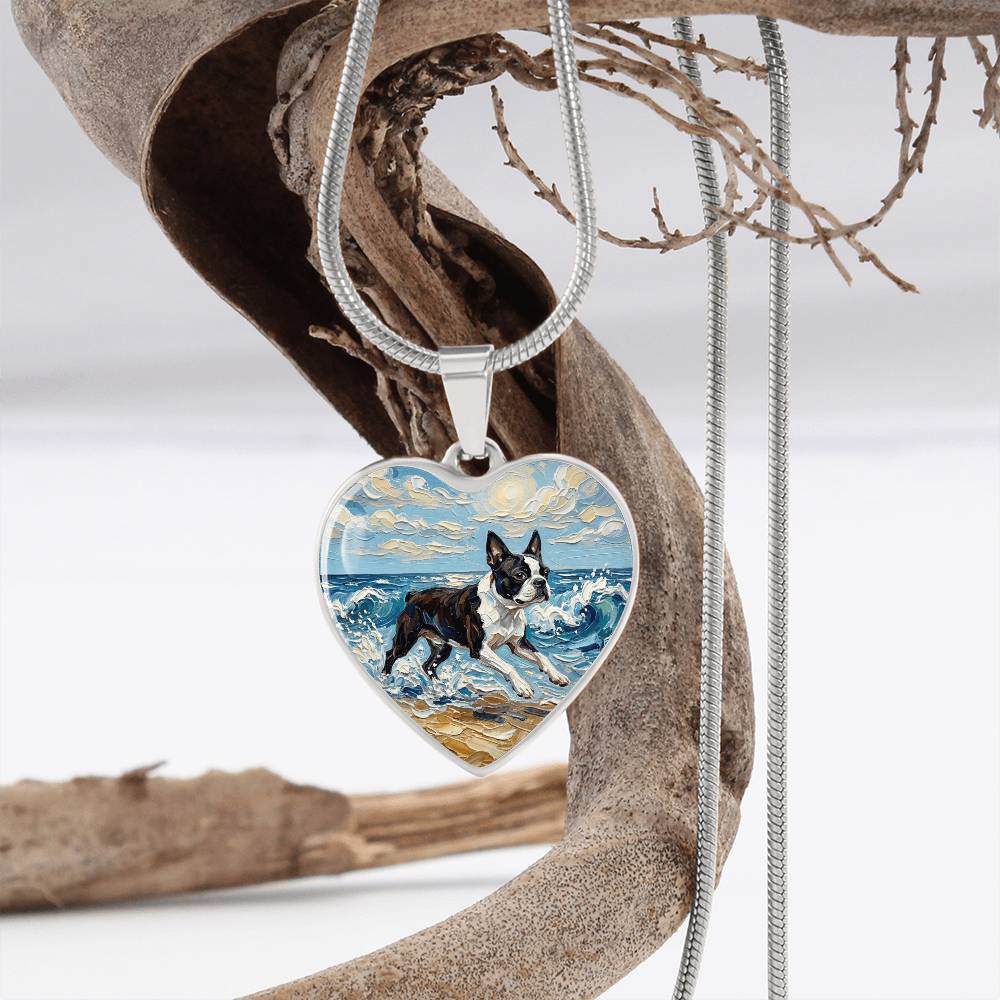 Beach Days - Boston Terrier Heart Necklace