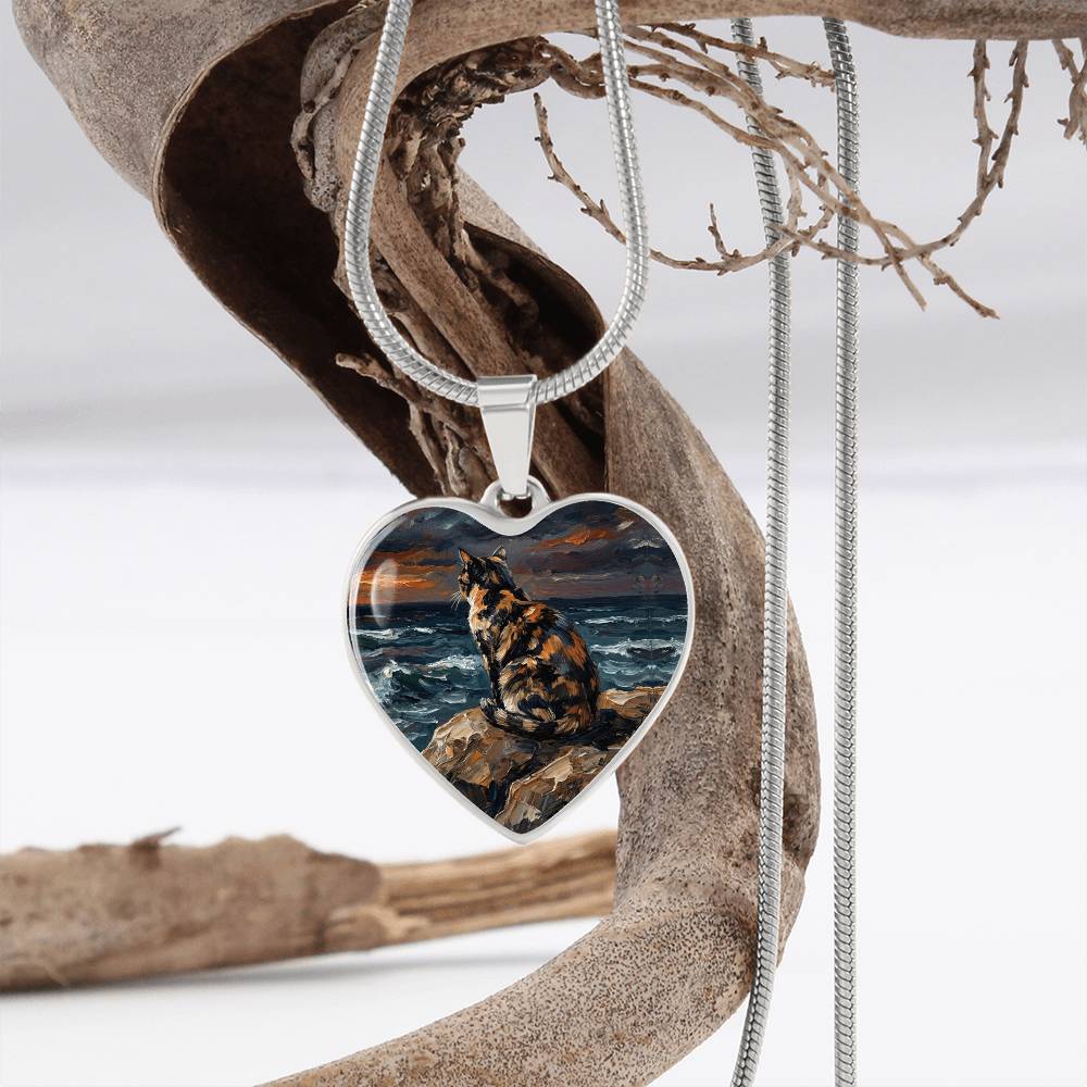 Beach Night - Tortie Heart Necklace