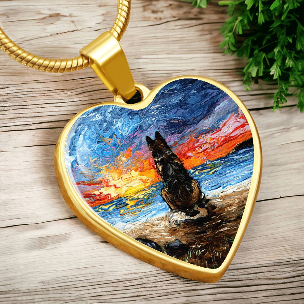 Beach Days - German Shepherd Heart Necklace