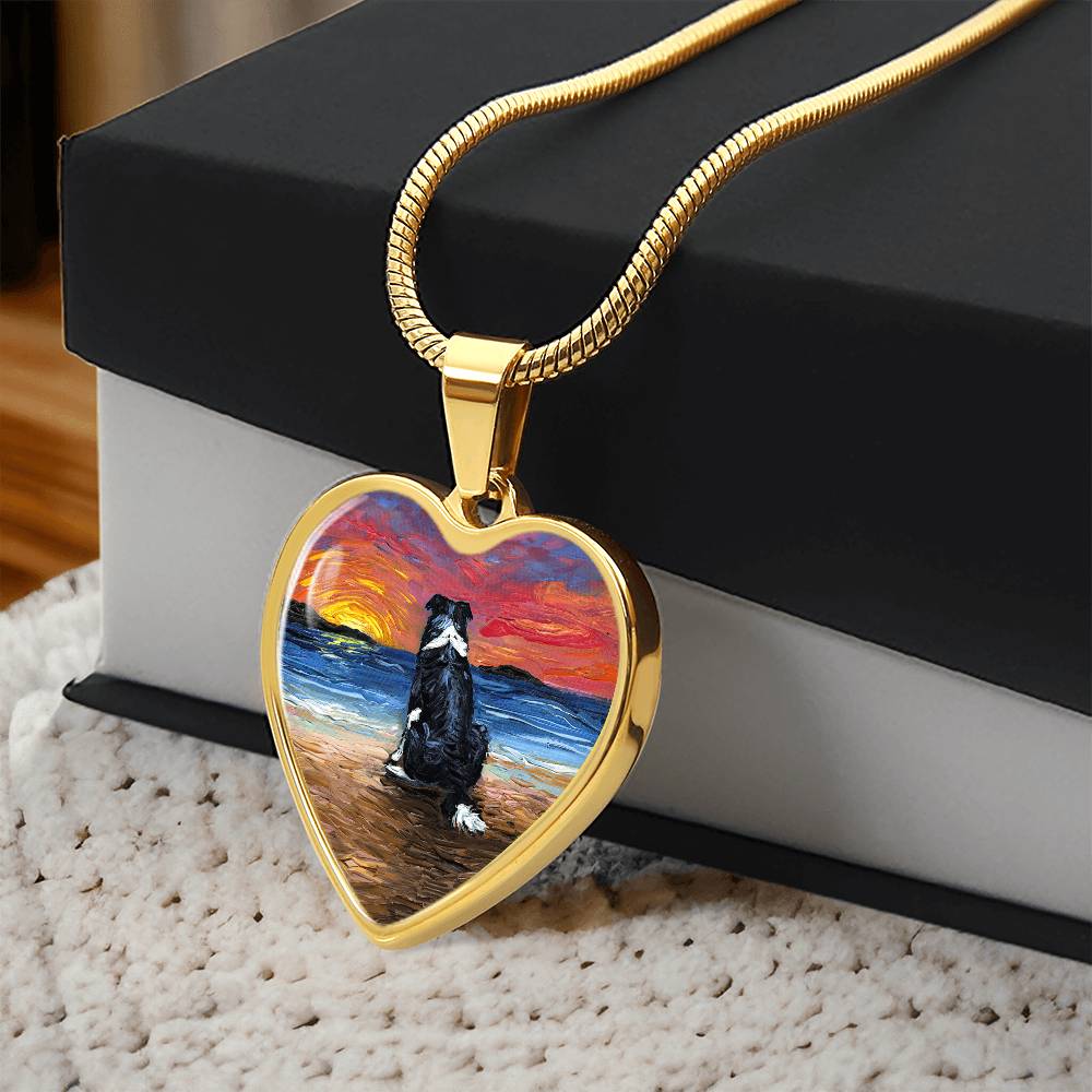 Beach Days - Border Collie Heart Necklace