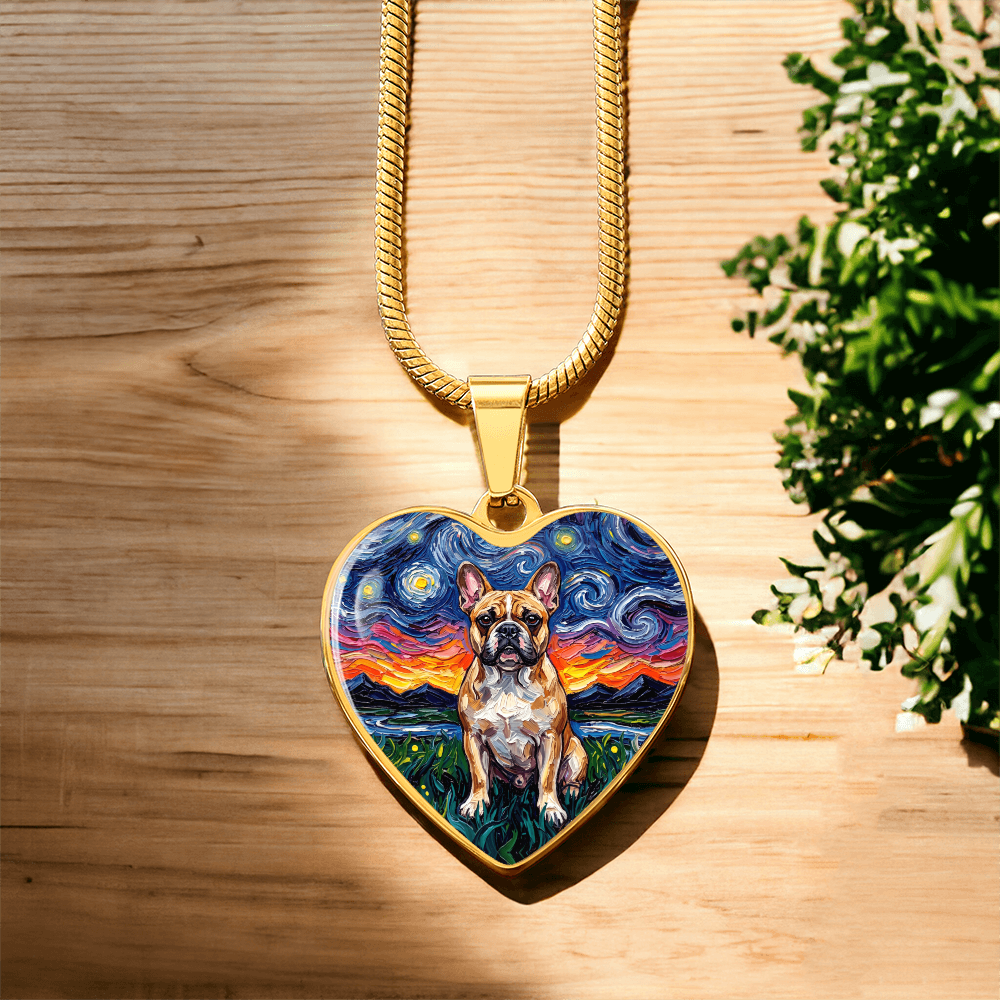 Frenchie Night Heart Necklace