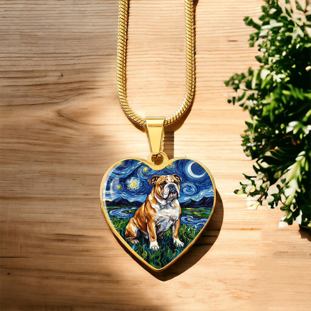 Bulldog Night Heart Necklace