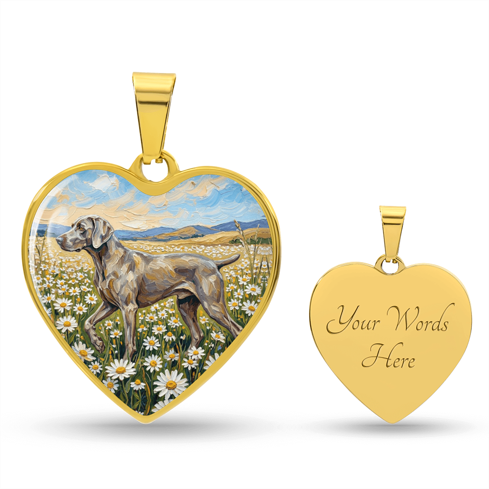 Amongst The Flowers - Weimaraner Heart Necklace