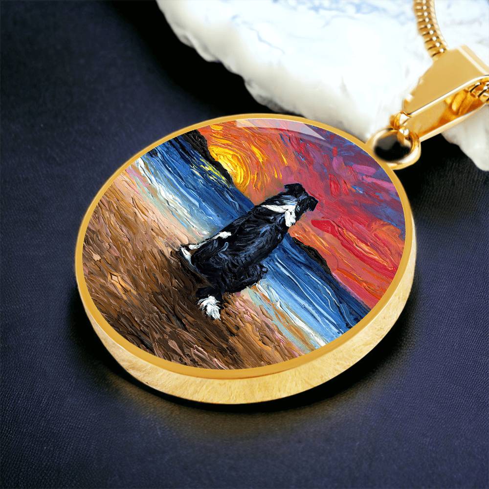 Beach Days - Border Collie Starry Night Round Necklace