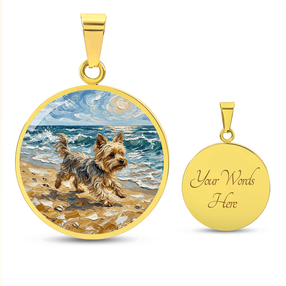 Beach Days - Yorkie Round Necklace