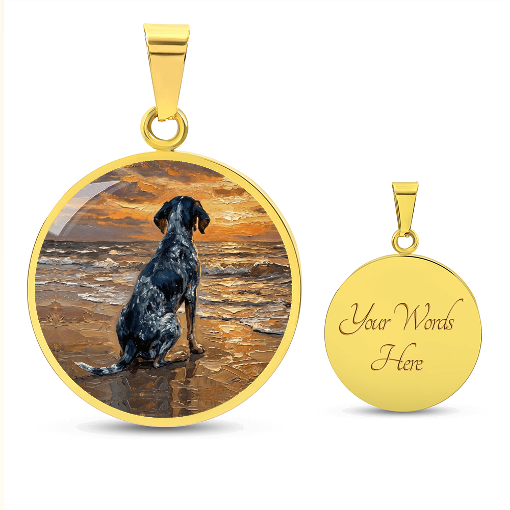 Beach Days - Blue Tick Coonhound Round Necklace