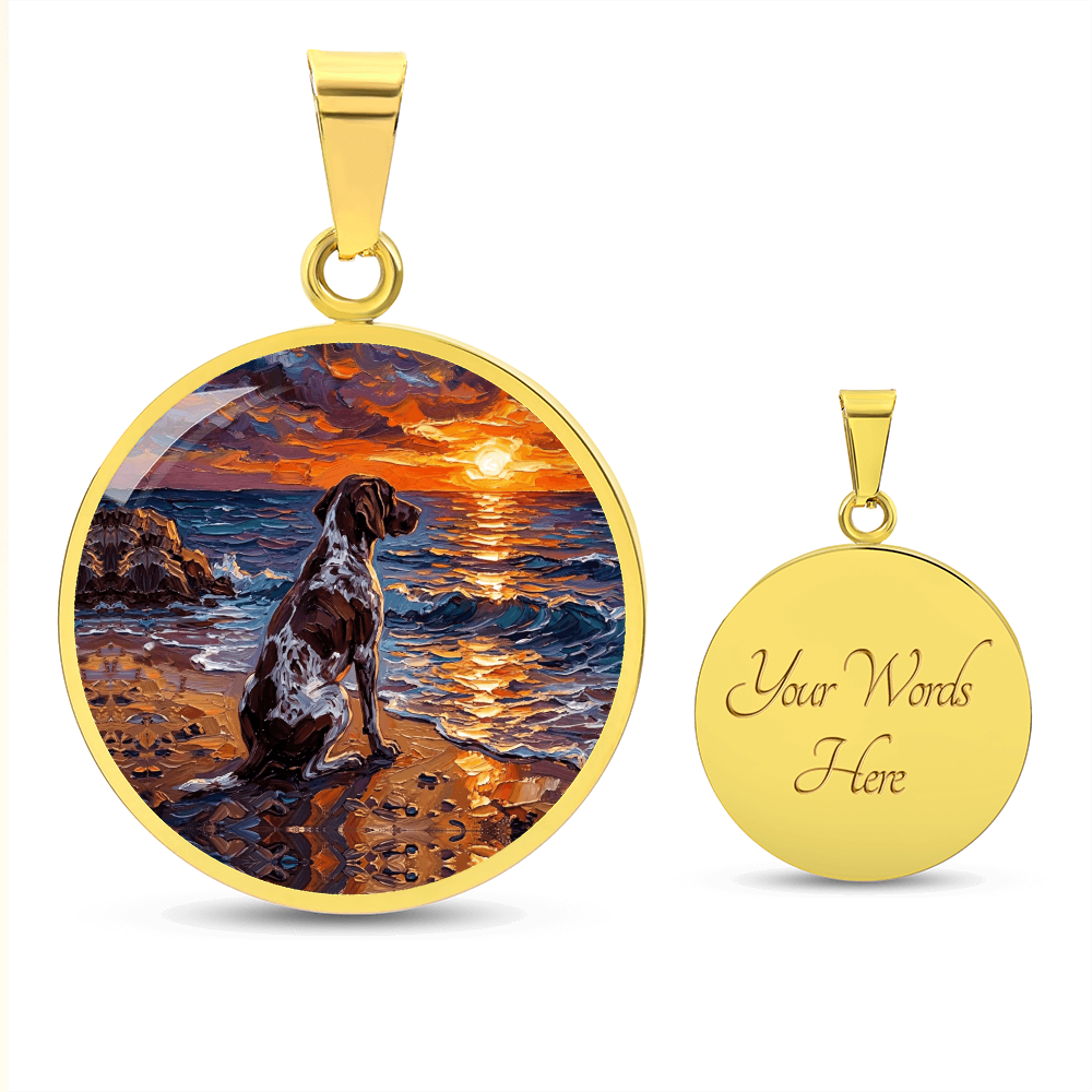 Beach Day - German Pointer Round Necklace