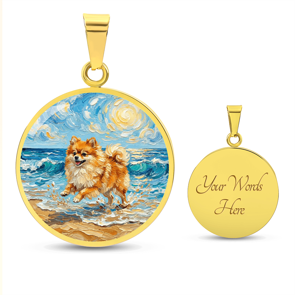 Beach Day - Pomeranian Round Necklace