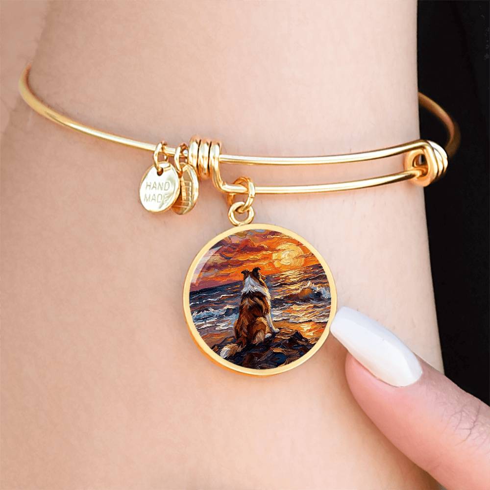 Beach Night - Collie Round Charm Bracelet