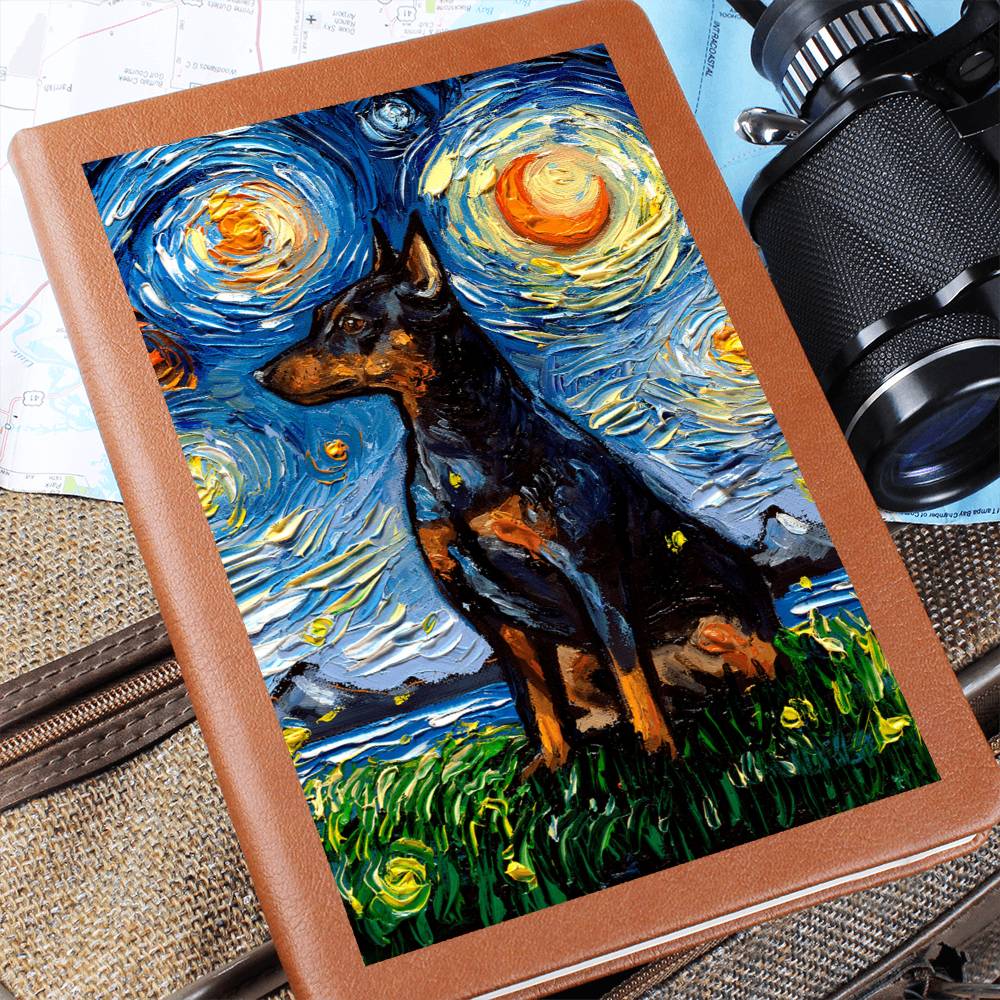 Miniature Pinscher Starry Night Leather Journal