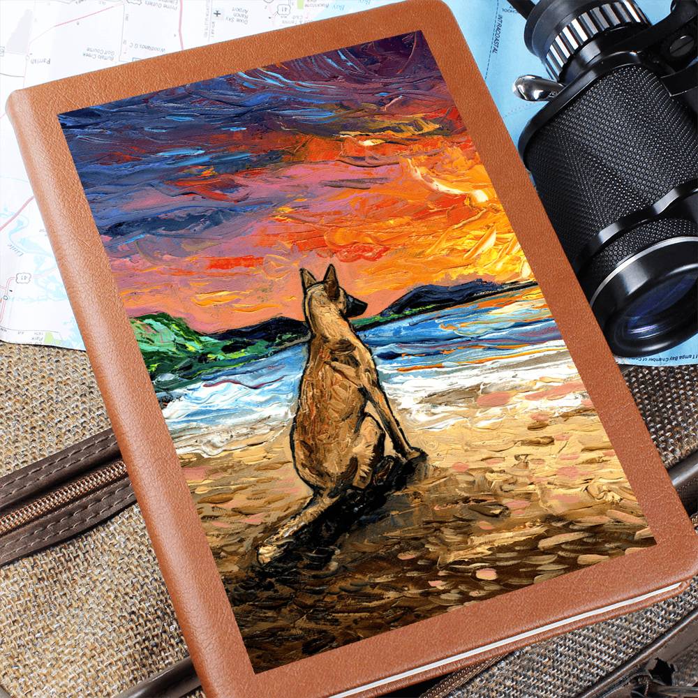 Belgian Malinois Starry Night Leather Journal
