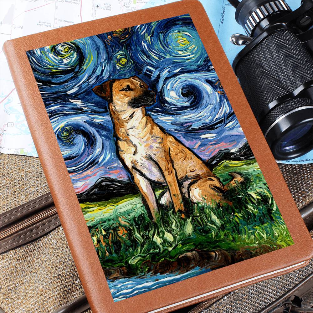 Black Mouth Cur Starry Night Leather Journal