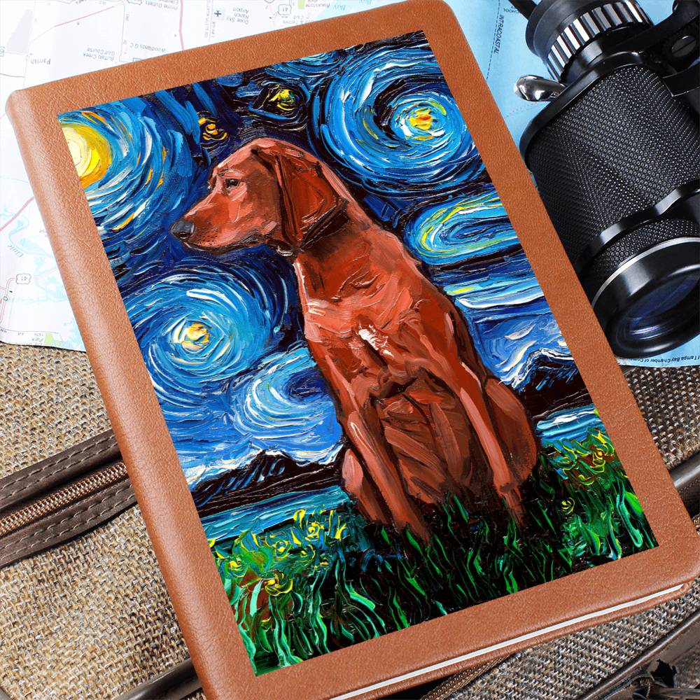 Redbone Coonhound Starry Night Leather Journal