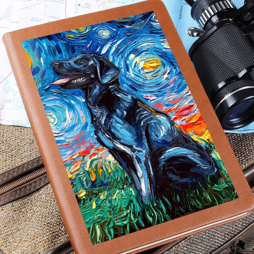 Black Labrador Starry Night Leather Journal