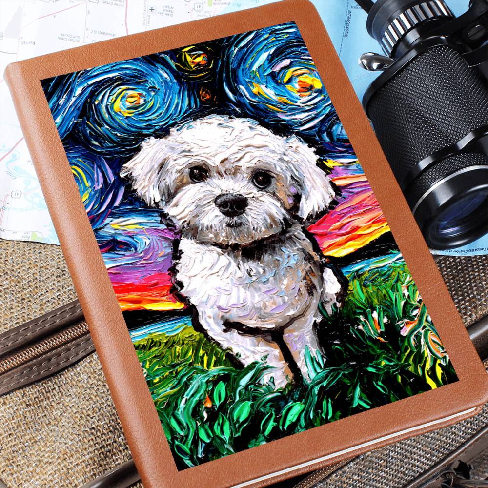 Maltipoo Starry Night Leather Journal