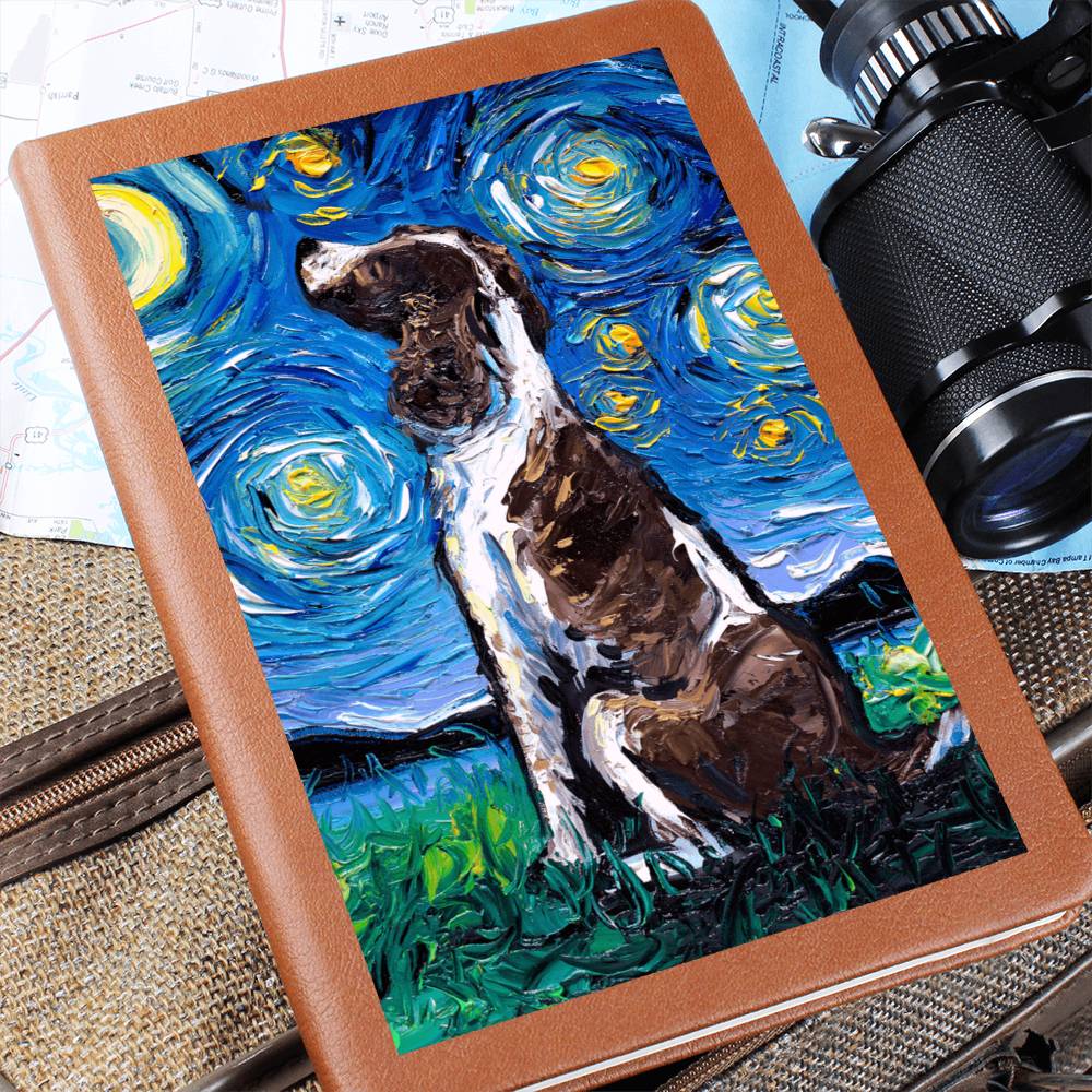 English Springer Spaniel Starry Night Leather Journal