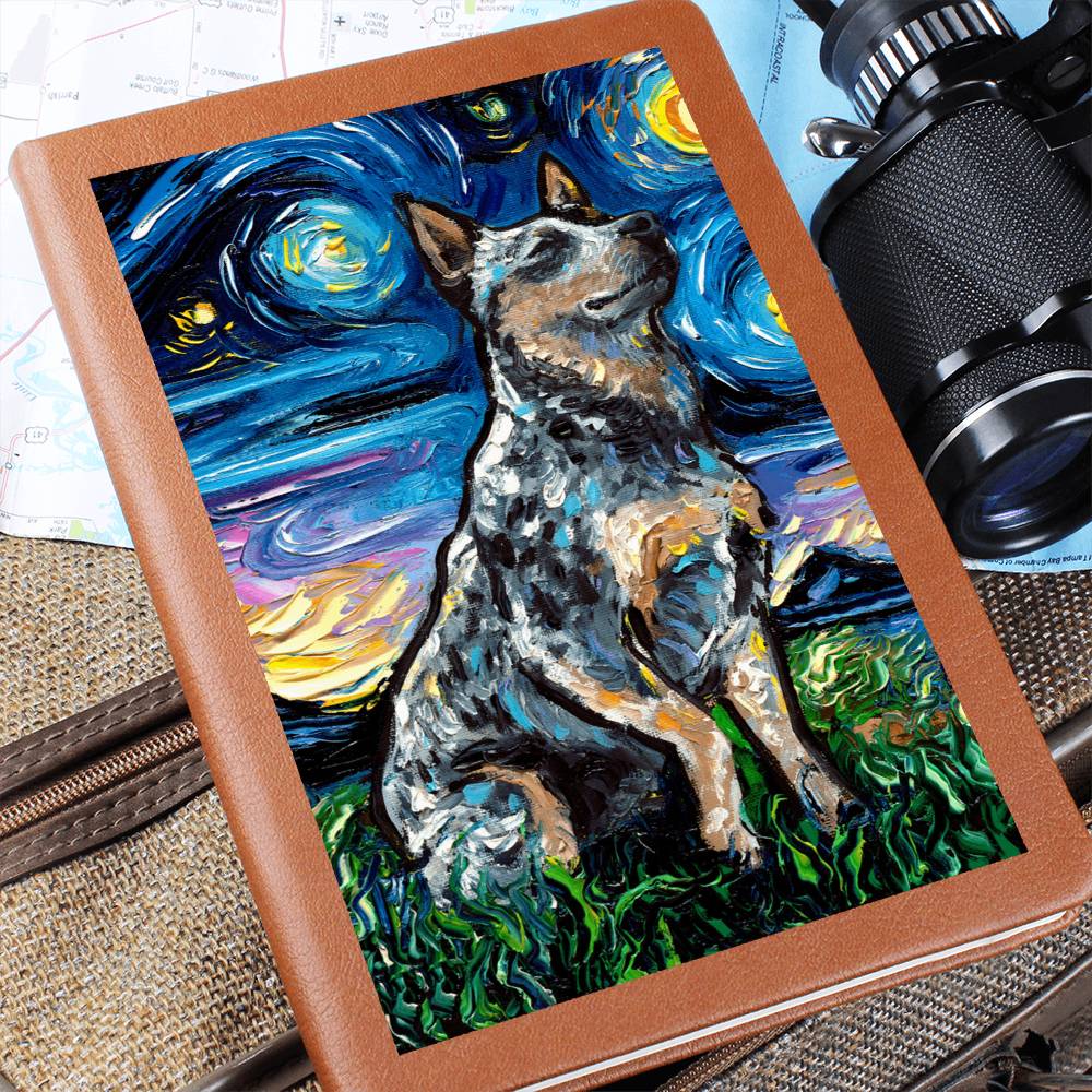 Blue Heeler Starry Night Leather Journal
