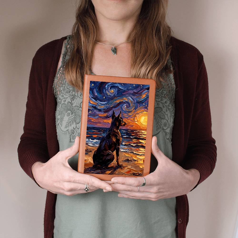 Beach night - Doberman Leather Journal