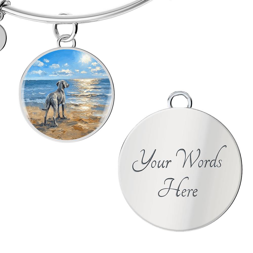 Beach Day - Weimaraner Round Charm Bracelet