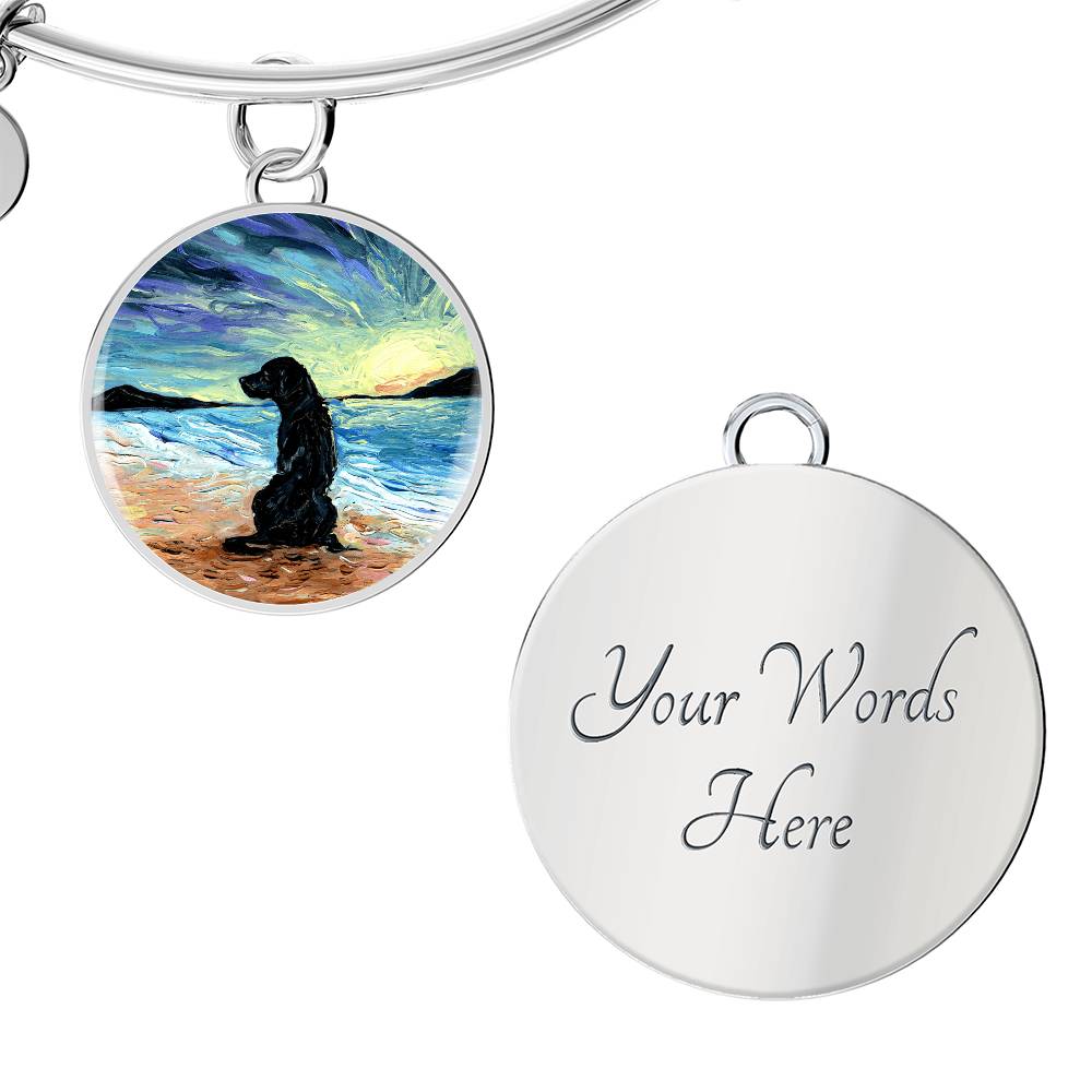 Beach Days - Black Labrador Round Charm Bracelet