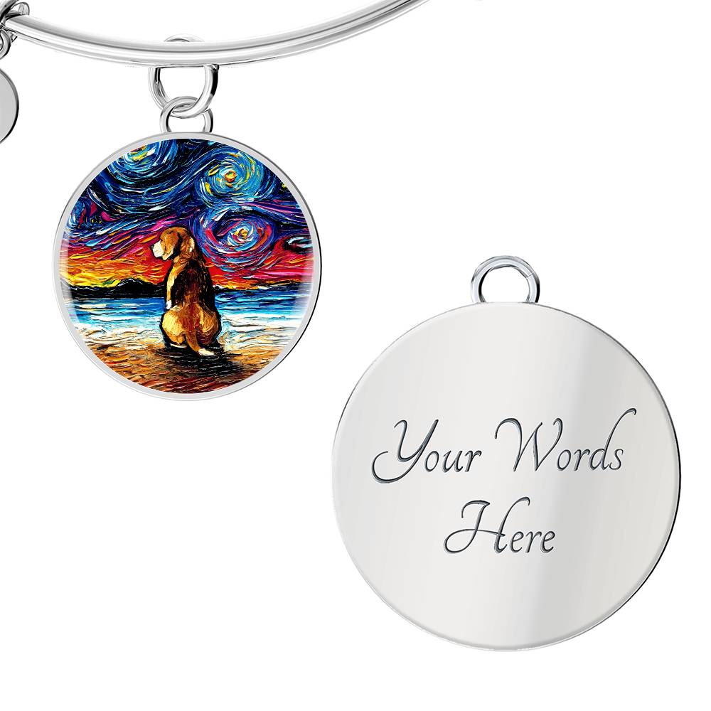 Beach Night - Beagle Round Charm Bracelet
