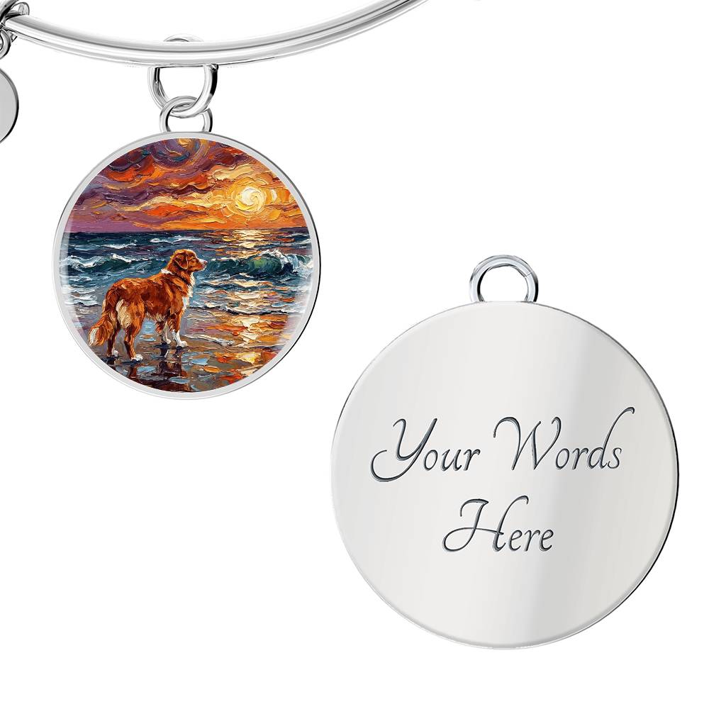 Beach Days - Nova Scotia Duck Tolling Retriever Round Charm Bracelet