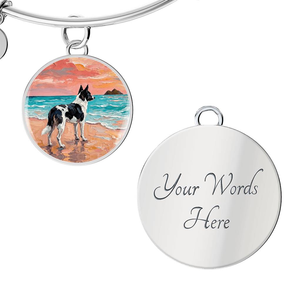 Beach Day - Canaan Dog Round Charm Bracelet