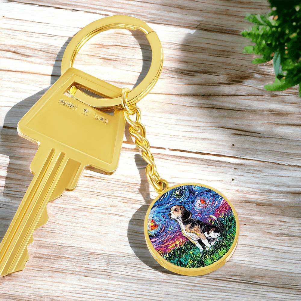 Beagle Starry Night Round Keychain