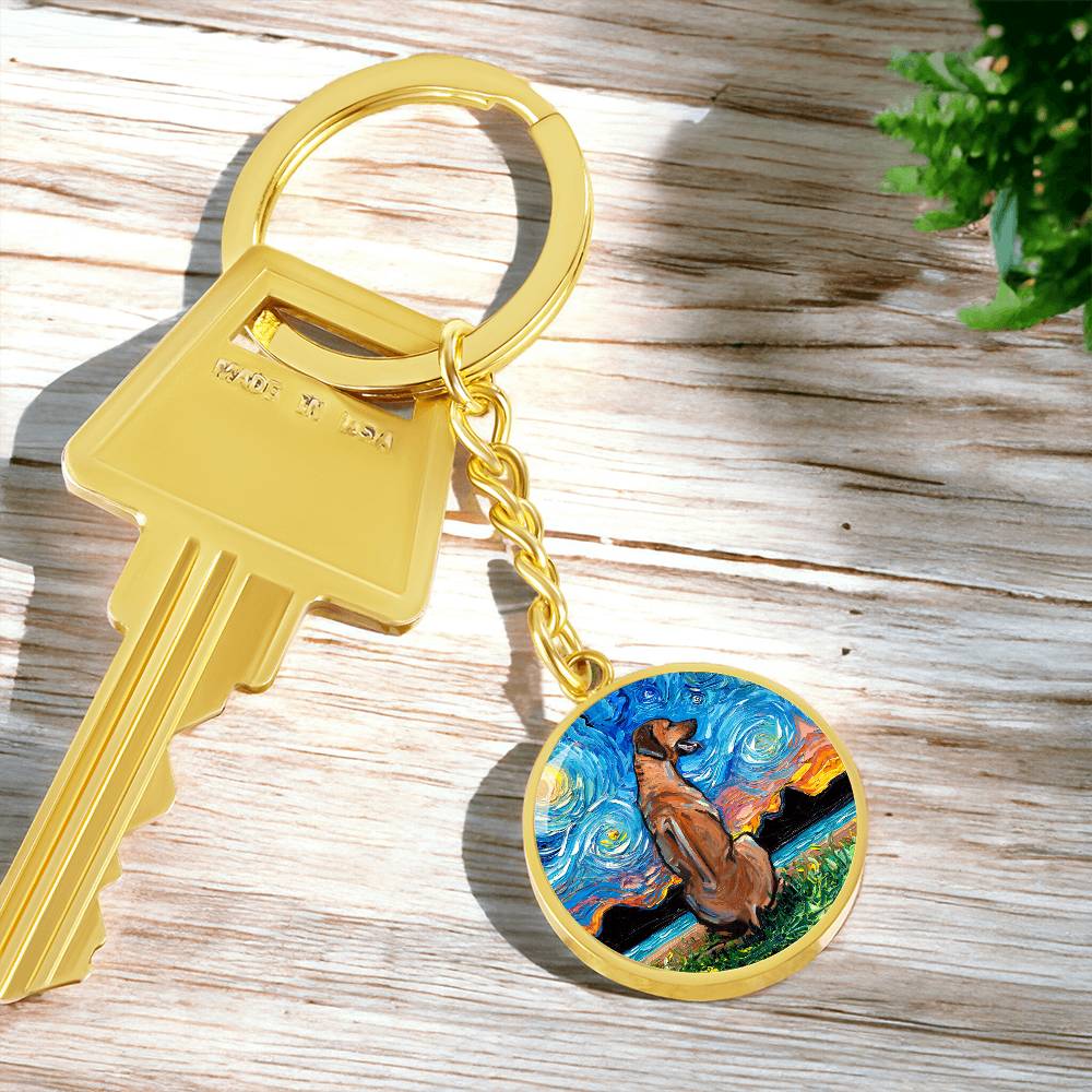 Rhodesian Ridgeback Starry Night Round Keychain